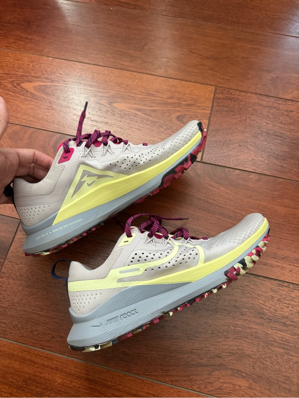 Trail Running Shoes - Light Gray & Yellow - (Brand)